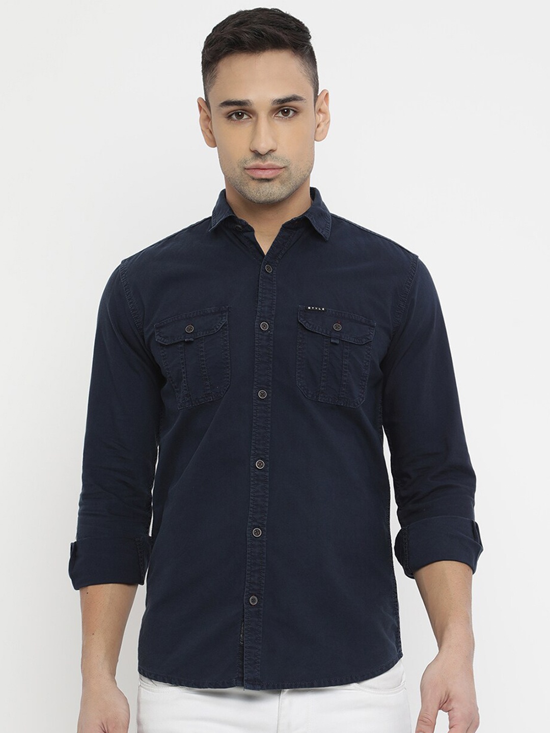 

V2 Value & Variety Men Navy Blue Grid Tattersall Checks Casual Shirt