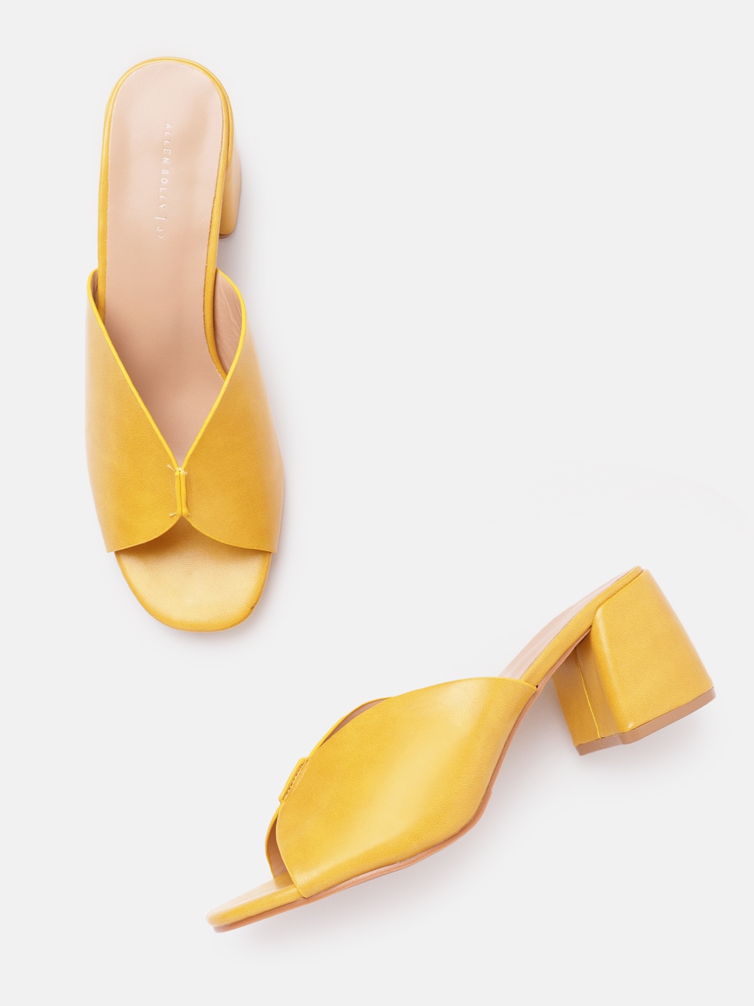 

Allen Solly Women Mustard Yellow Solid Heeled Mules