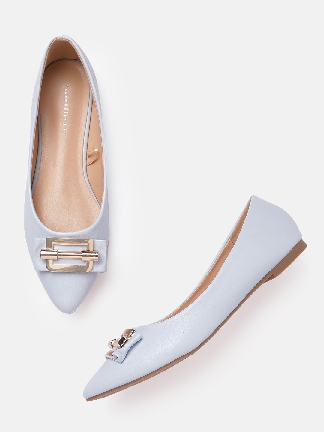 

Allen Solly Women Blue Solid Ballerinas with Metallic Detail