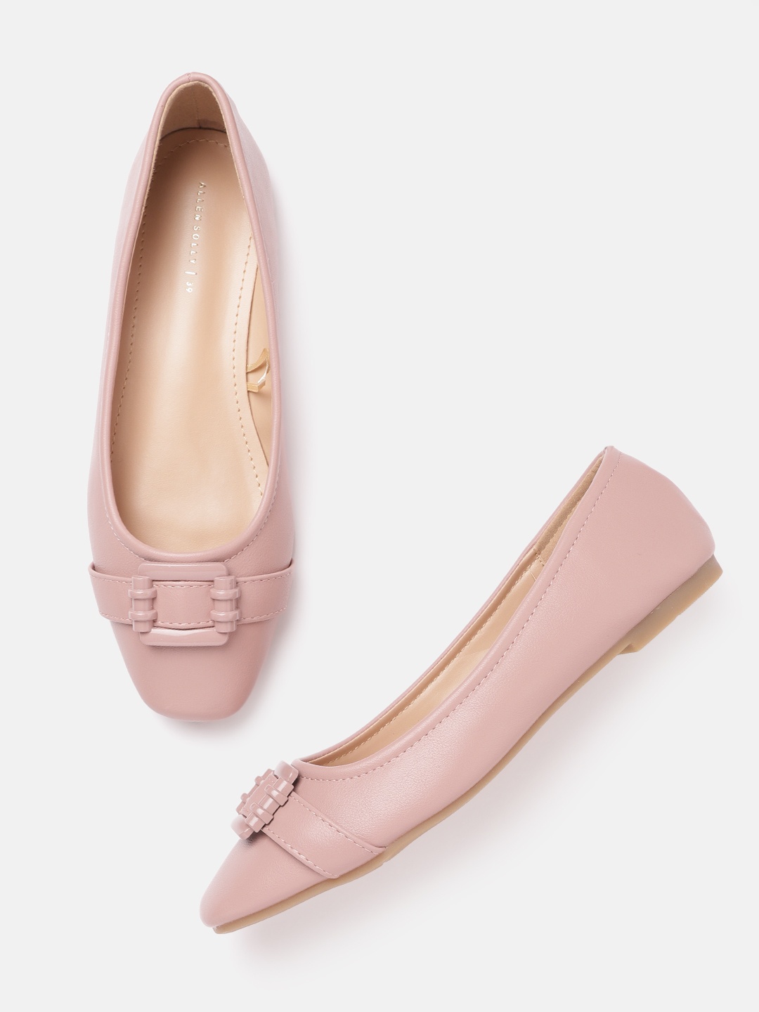 

Allen Solly Women Dusty Pink Solid Ballerinas with Slider Buckle Detail