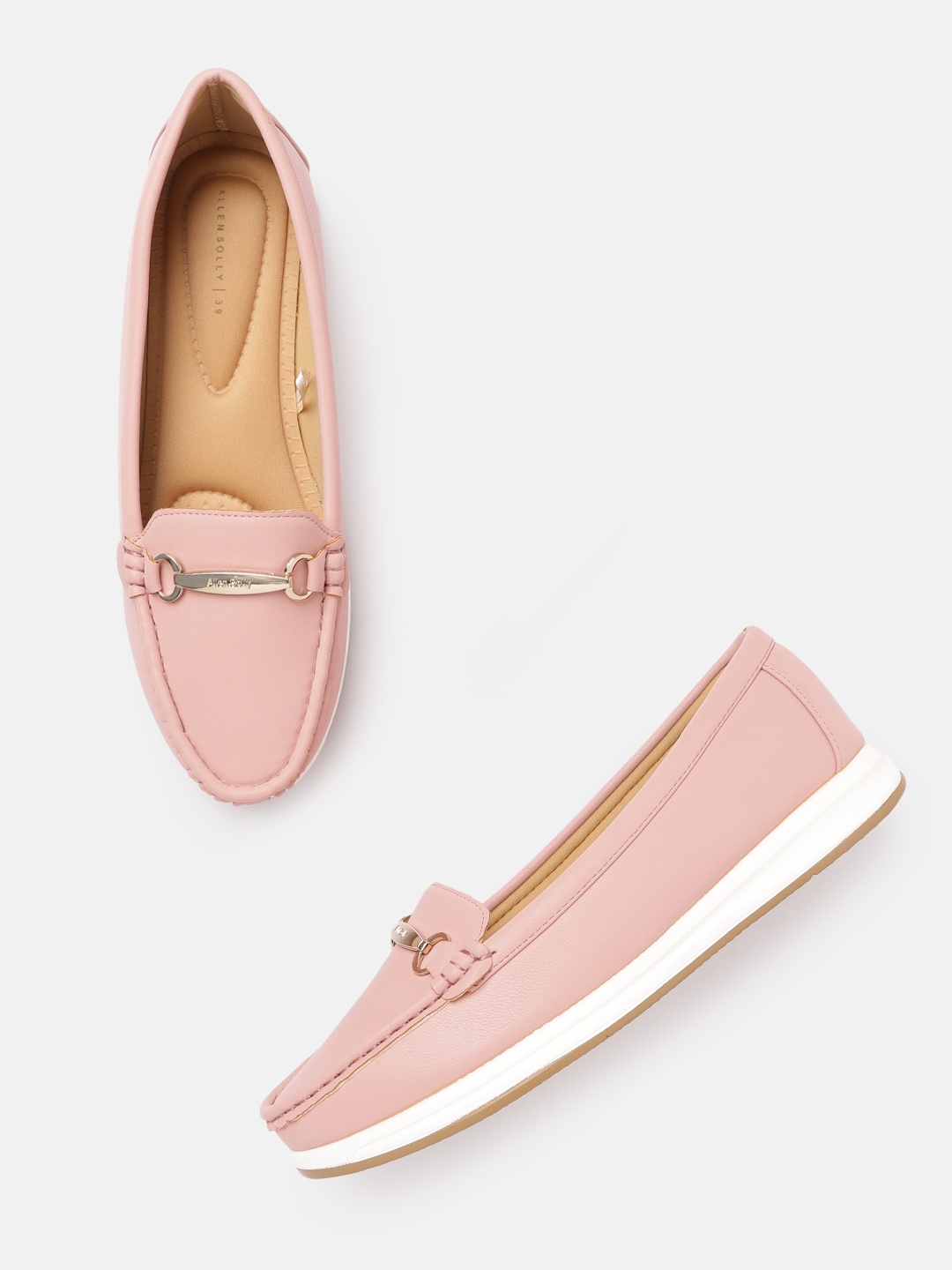

Allen Solly Women Peach-Coloured Solid Horsebit Loafers