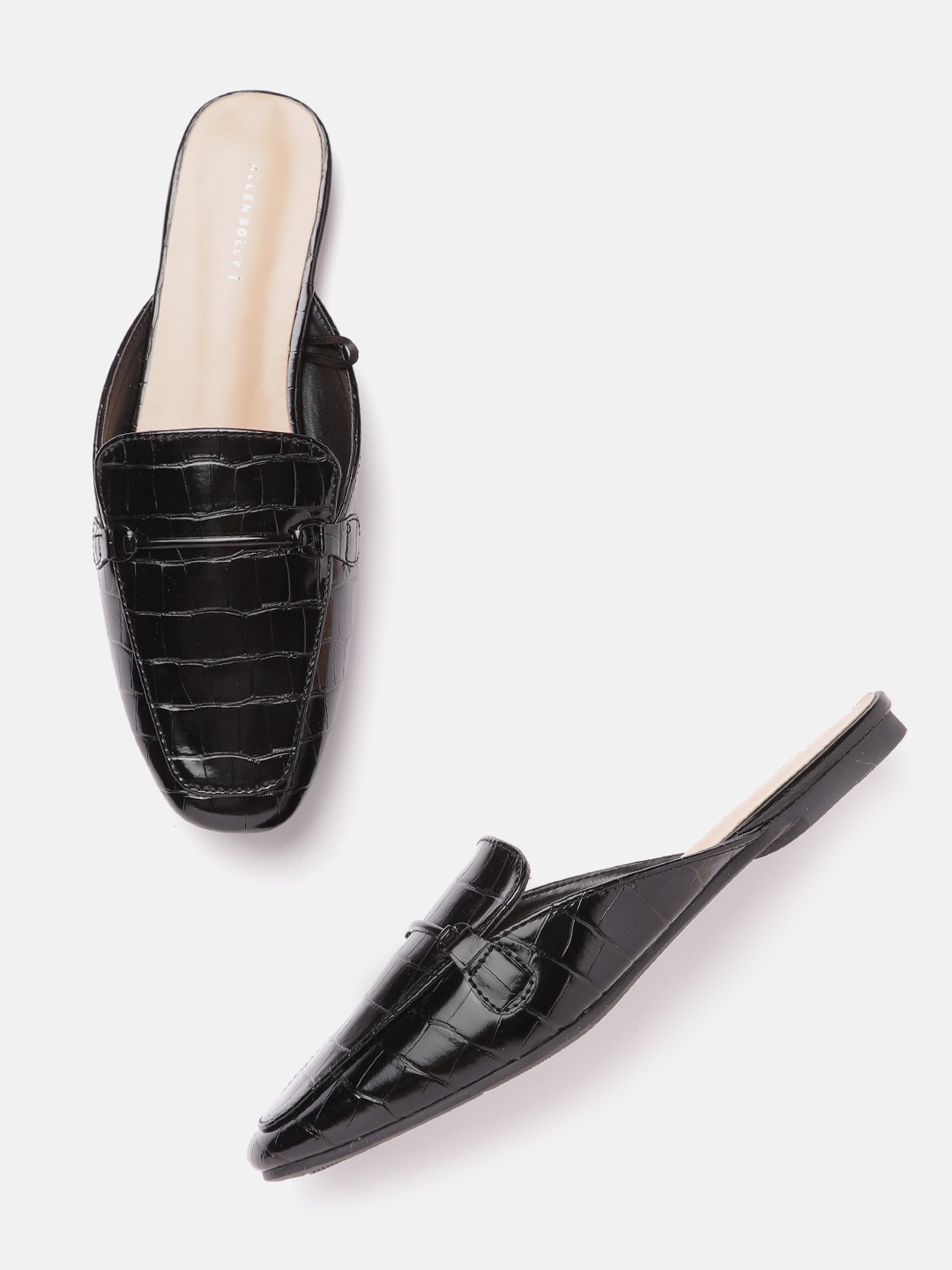 

Allen Solly Women Black Croc Textured Mules