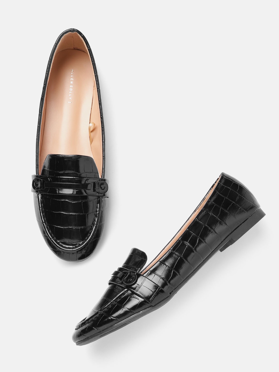 

Allen Solly Women Black Croc Textured Horsebit Loafers