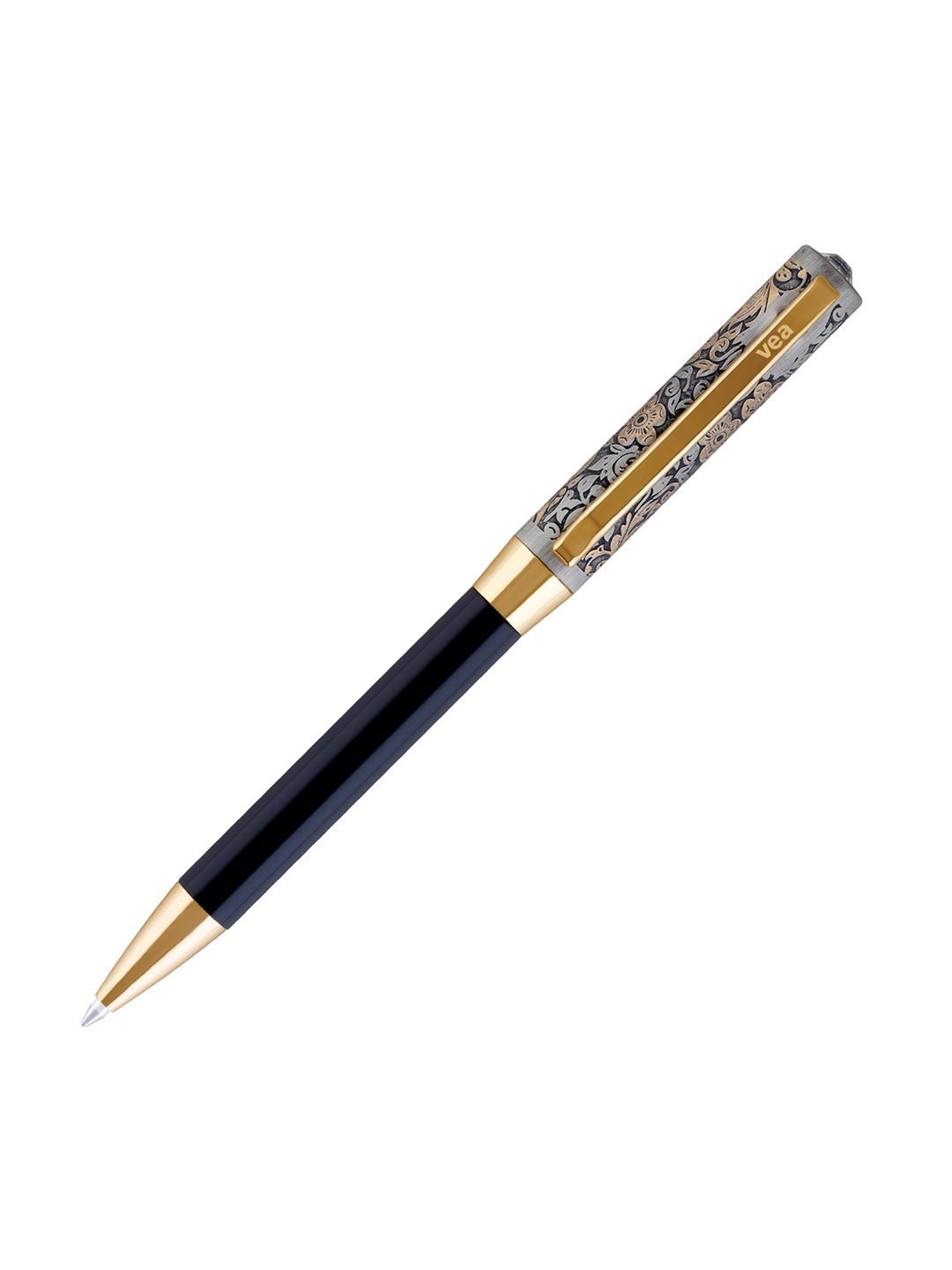 

VEA Black & Gold-Toned Antique Floral Patterned Ballpoint Pen