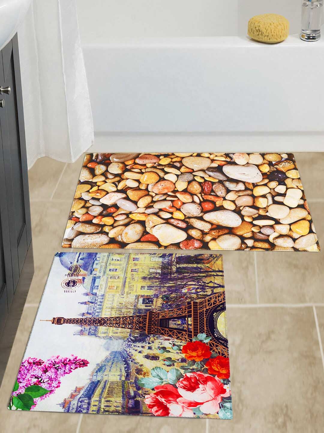 

Story@home Multicolored Set of 2 Anti Skid Bath Mat, Multi