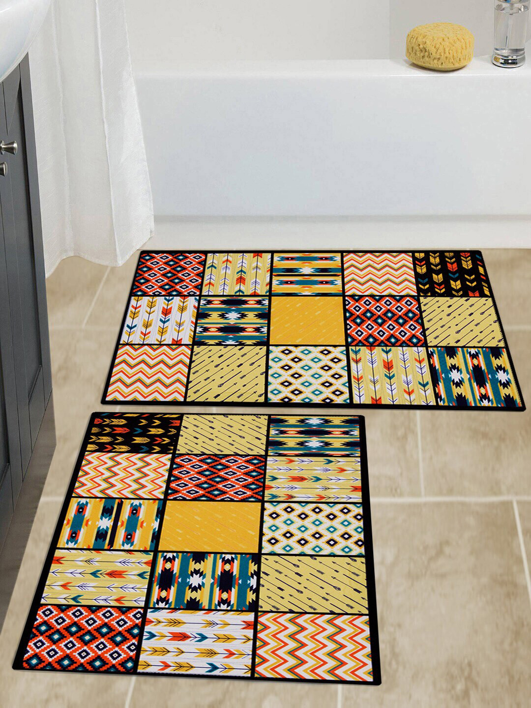 

Story@home Multi Set of 2 Printed Anti Skid Doormats