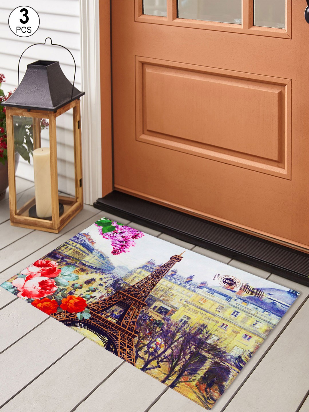 

Story@home Set Of 3 Printed Anti-Skid Doormats, Multi