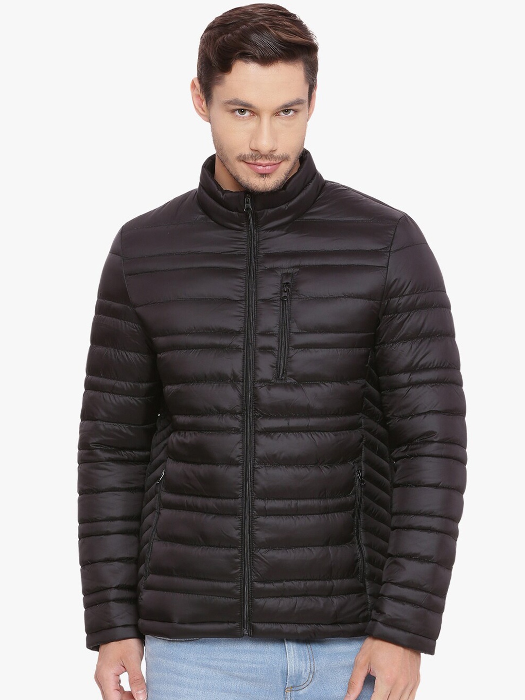 

Basics Men Black Solid Puffer Jacket