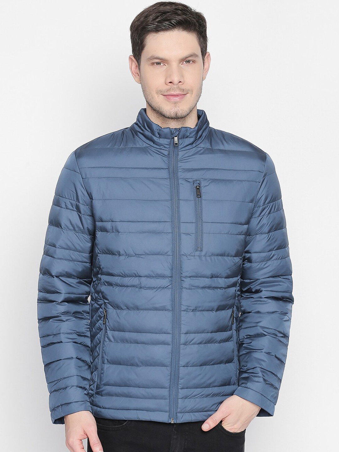 

Basics Men Blue Solid Puffer Jacket