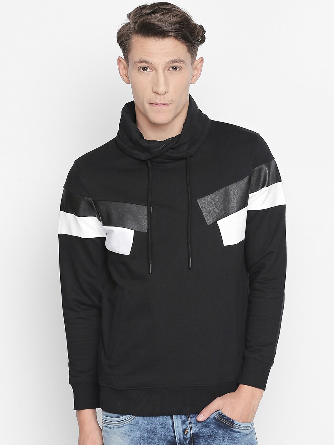 

Basics Men Black Striped Sporty Jacket