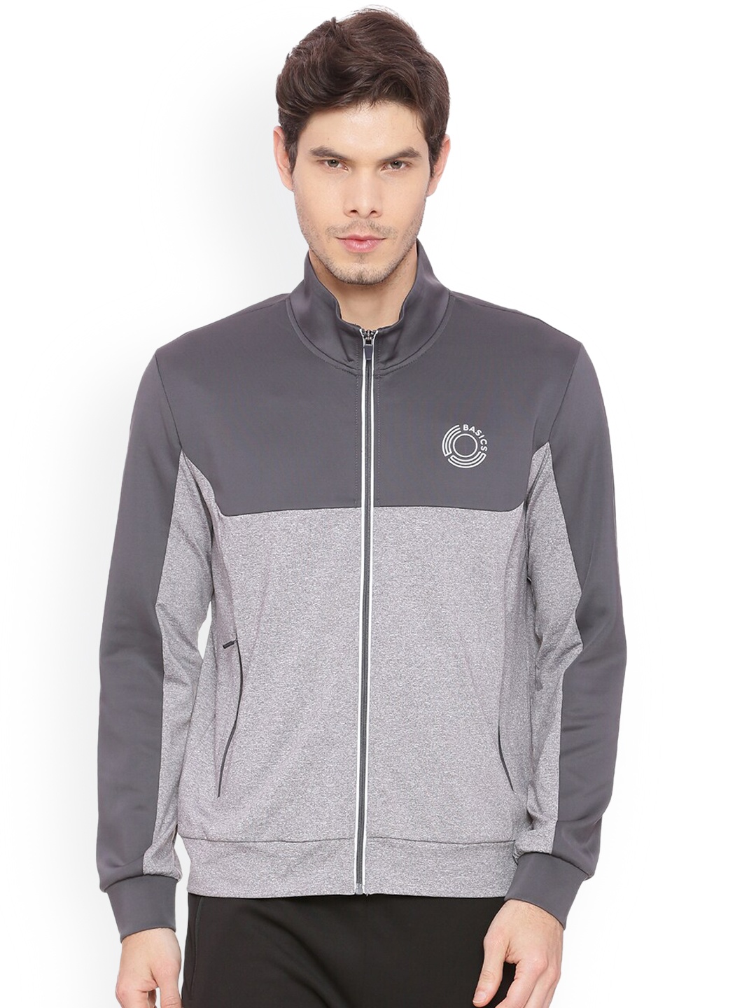 

Basics Men Grey Colourblocked Sporty Jacket