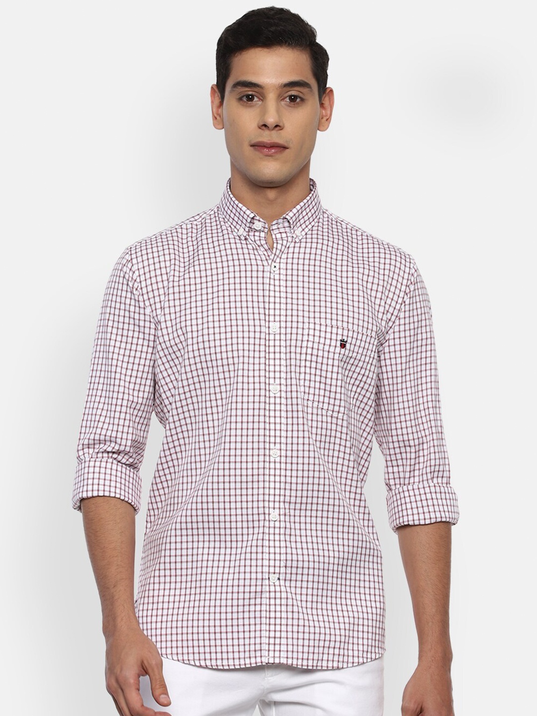 

Louis Philippe Sport Men Red & White Slim Fit Checked Pure Cotton Casual Shirt