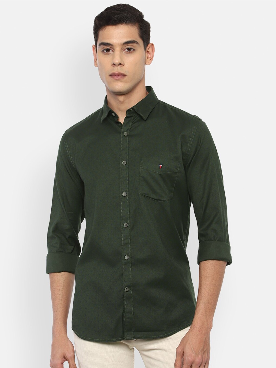 

Louis Philippe Sport Men Green Slim Fit Pure Cotton Semiformal Shirt