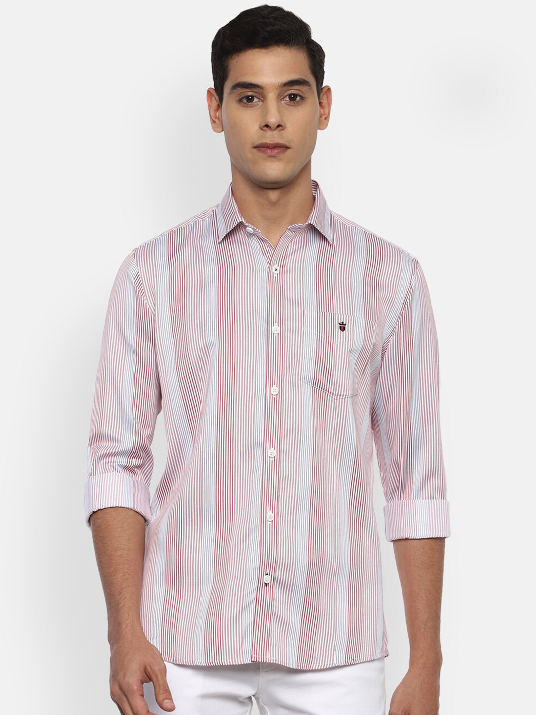 

Louis Philippe Sport Men Red Slim Fit Striped Casual Shirt