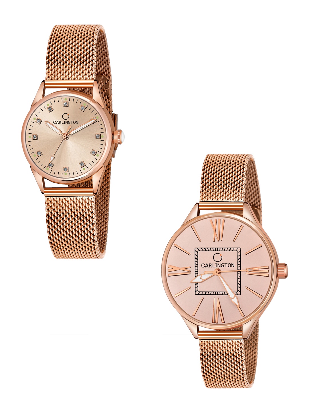 

CARLINGTON Women Set Of 2 Rose Gold-Toned Watch CT2003 RoseGold-CT2015 RoseGold