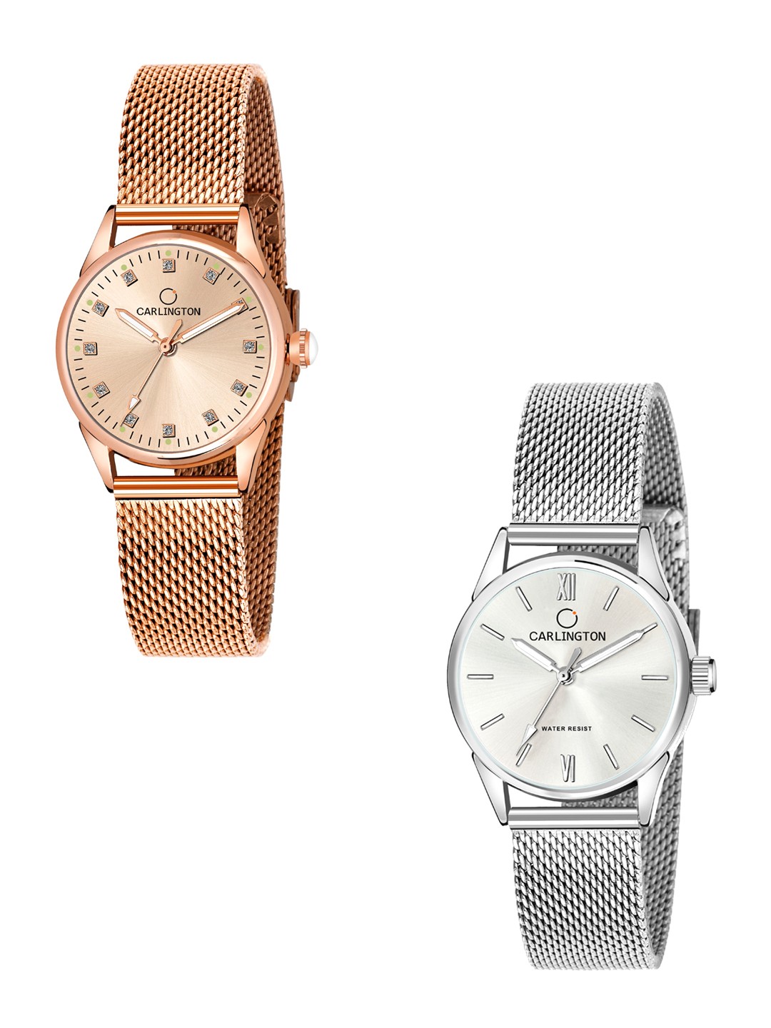 

CARLINGTON Women Multicoloured Pack of 2 Bracelet Style Straps Analogue Watch, Multi