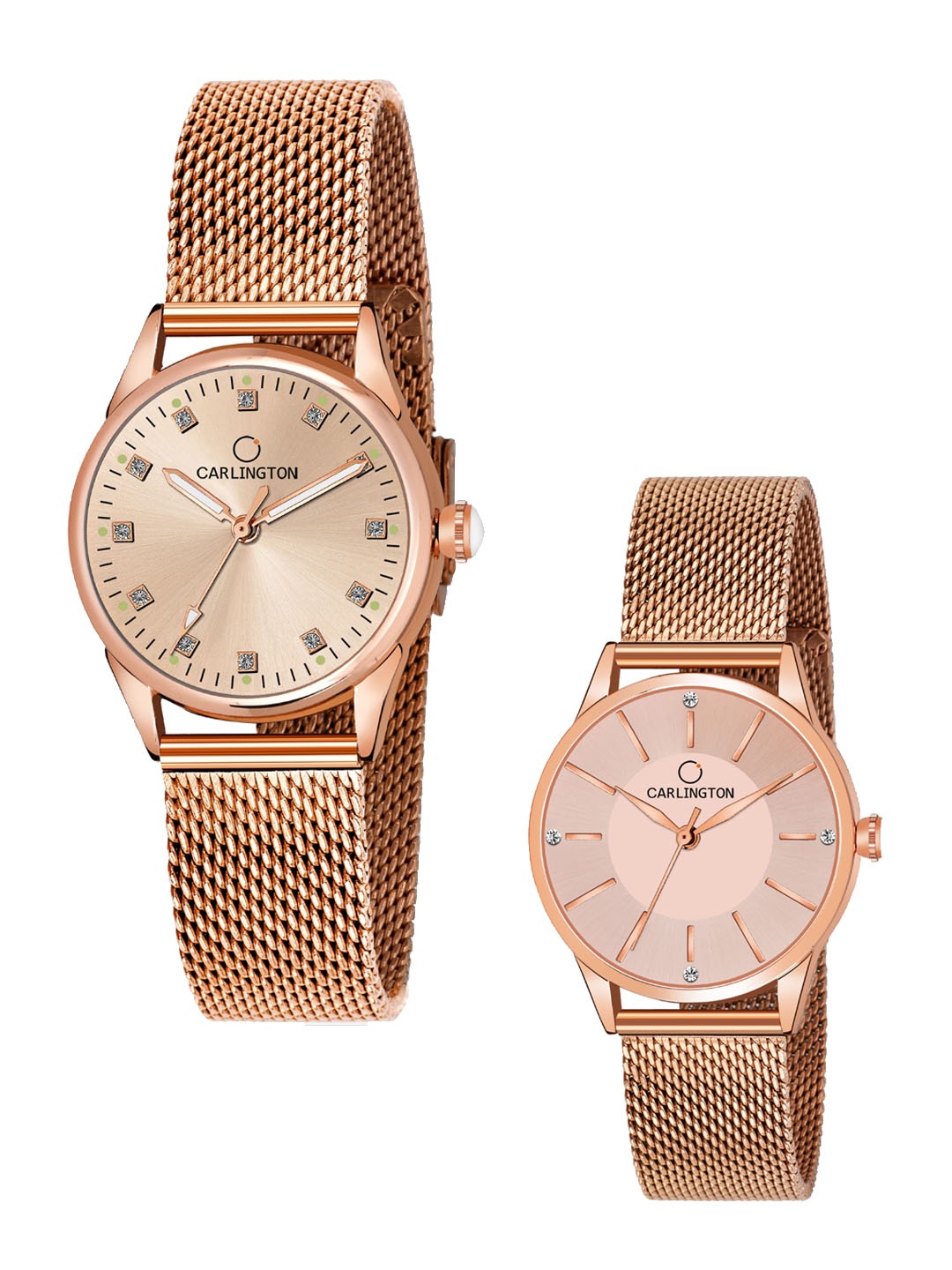 

CARLINGTON Women Set Of 2 Rose Gold-Toned Dial Watch CT2003 RoseGold-CT2004 RoseGold