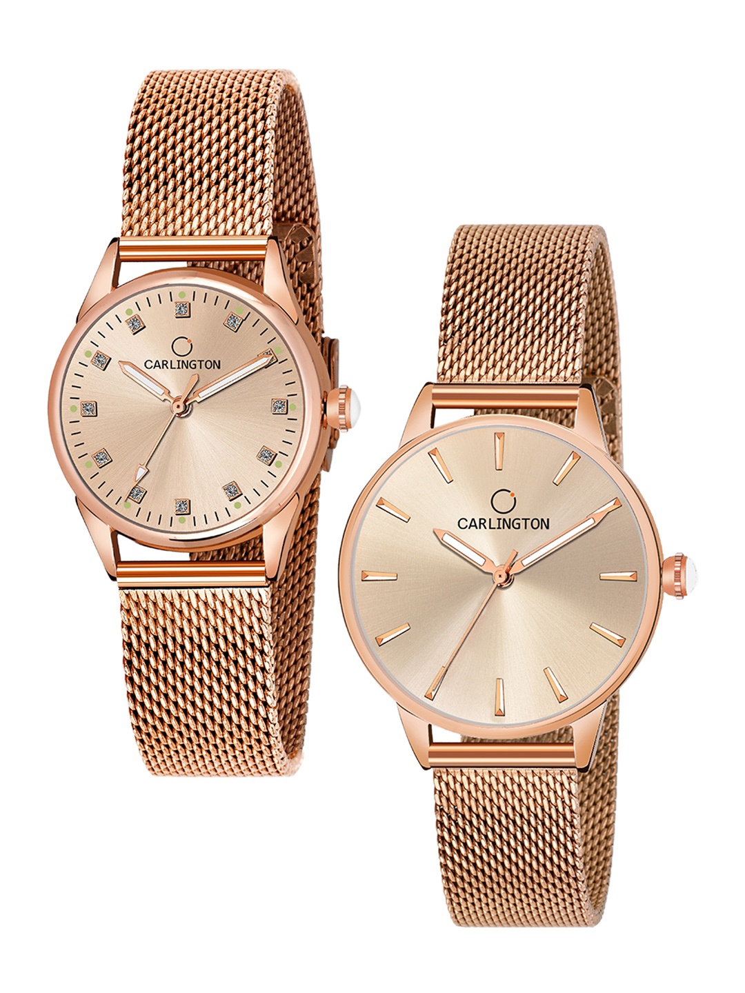 

CARLINGTON Women Set Of 2 Multicoloured Dial Bracelet Style Straps Analogue Watch, Multi