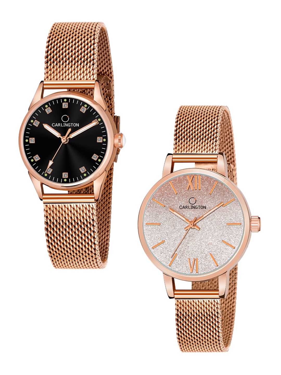 

CARLINGTON Women Set of 2 Multicoloured Analogue Watch CT2003 CT2018, Multi