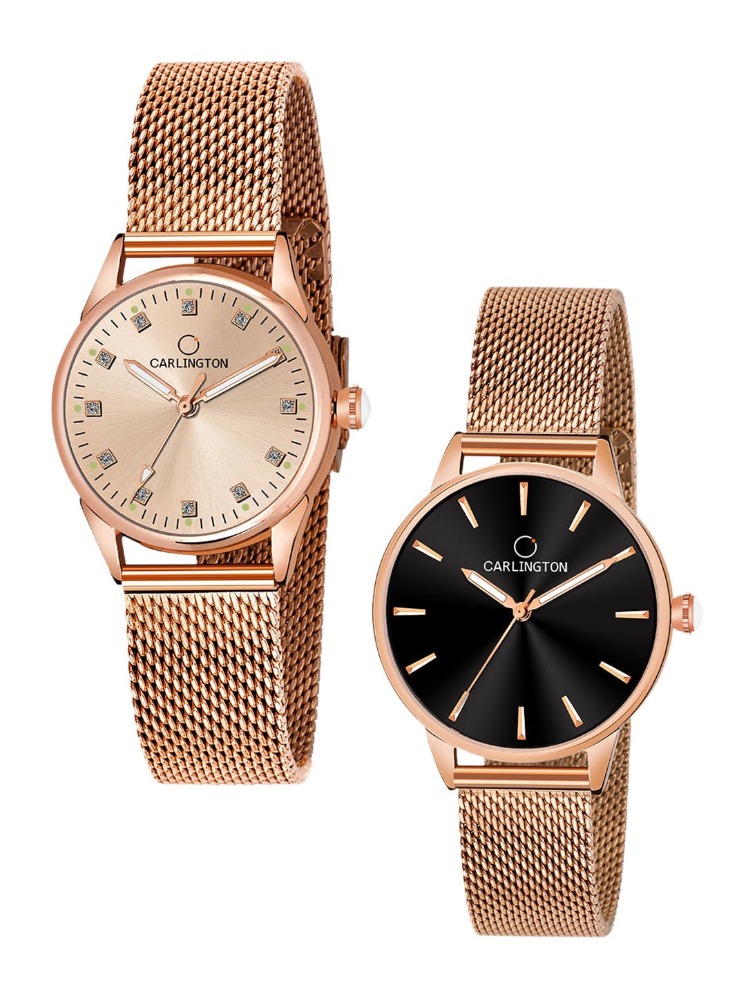

CARLINGTON Women Set Of 2 Multicoloured Dial Bracelet Style Straps Analogue Watch, Multi