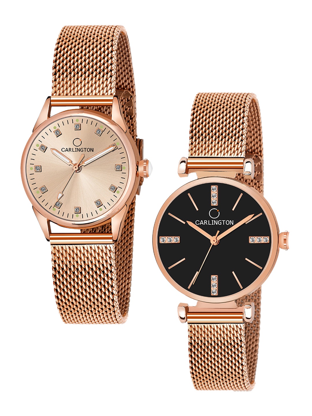 

CARLINGTON Women Set Of 2 Rose Gold Toned Analogue Watch CT2003 RoseGold-CT2011 RoseGold