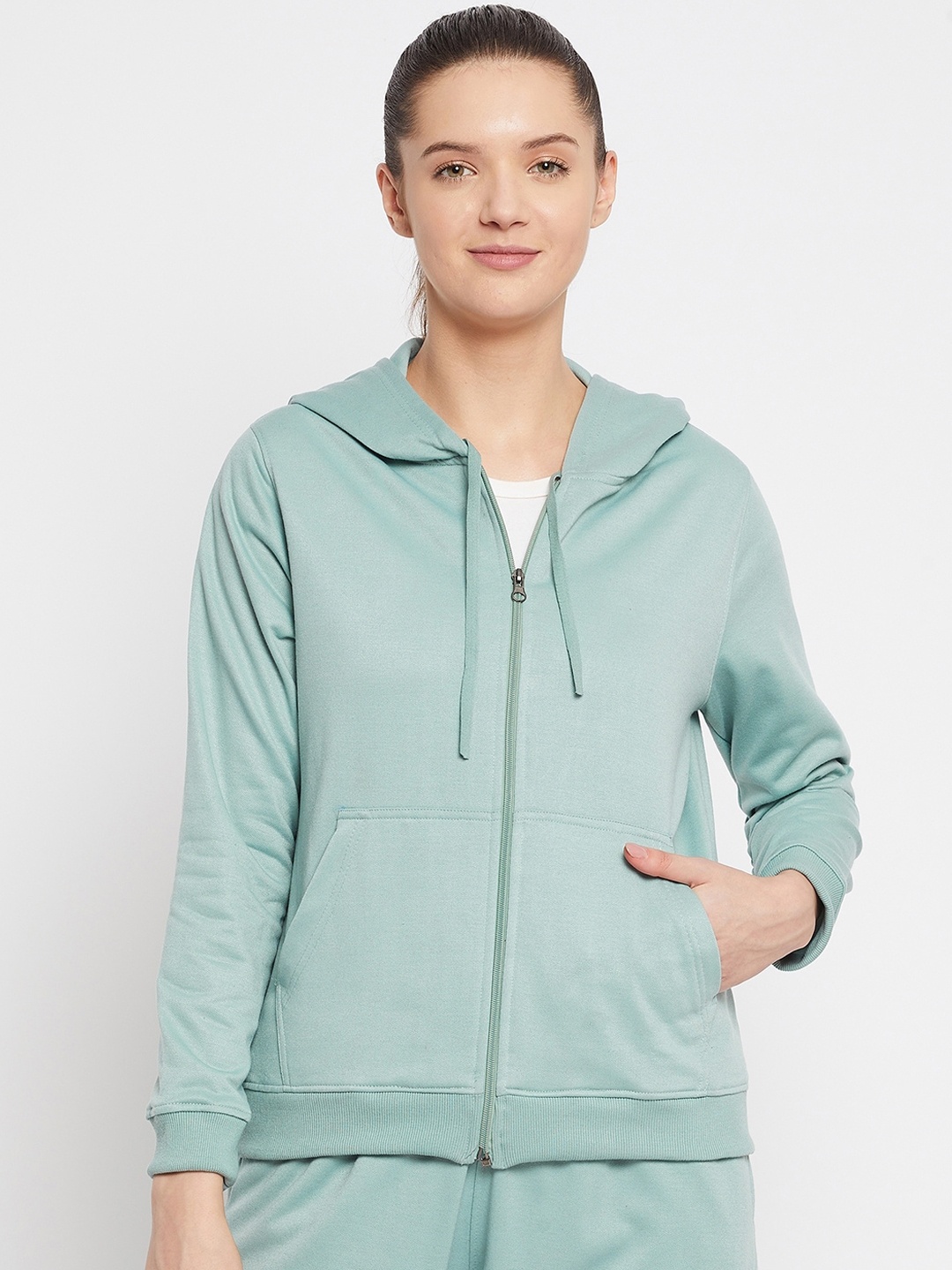 

FRENCH FLEXIOUS Women Sea Green Solid Tracksuit