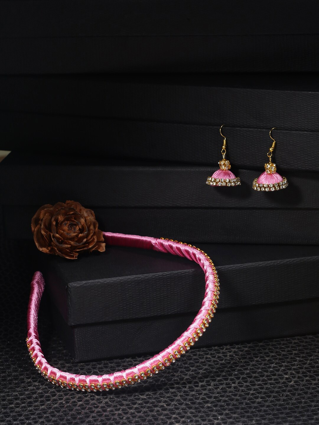 

AKSHARA Girls Rose Beaded Hairband With Earring