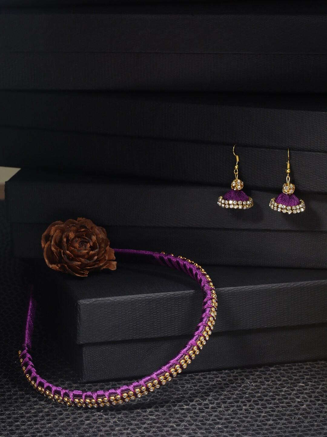 

AKSHARA Girls Purple & Gold-Toned Set of 2 Beaded Hair Accessory Set