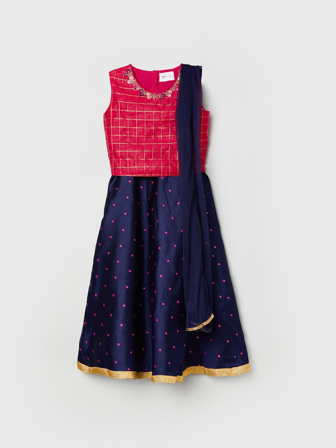 

max Girls Magenta & Navy Blue Ready to Wear Lehenga & Blouse With Dupatta