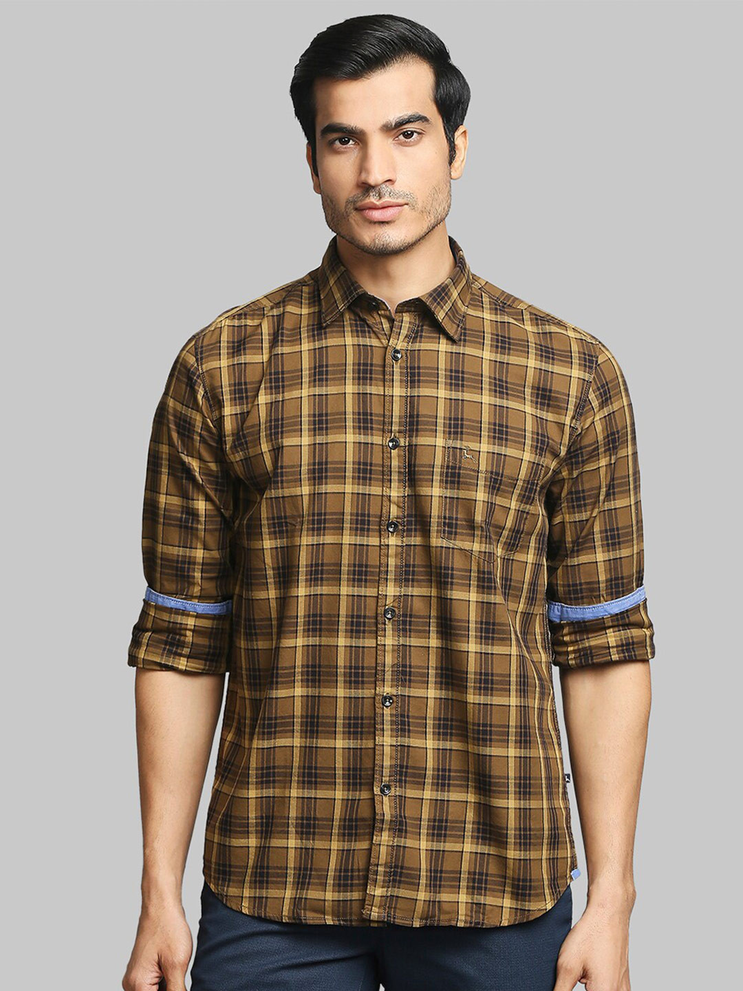 

Parx Men Brown Slim Fit Tartan Checks Checked Casual Shirt