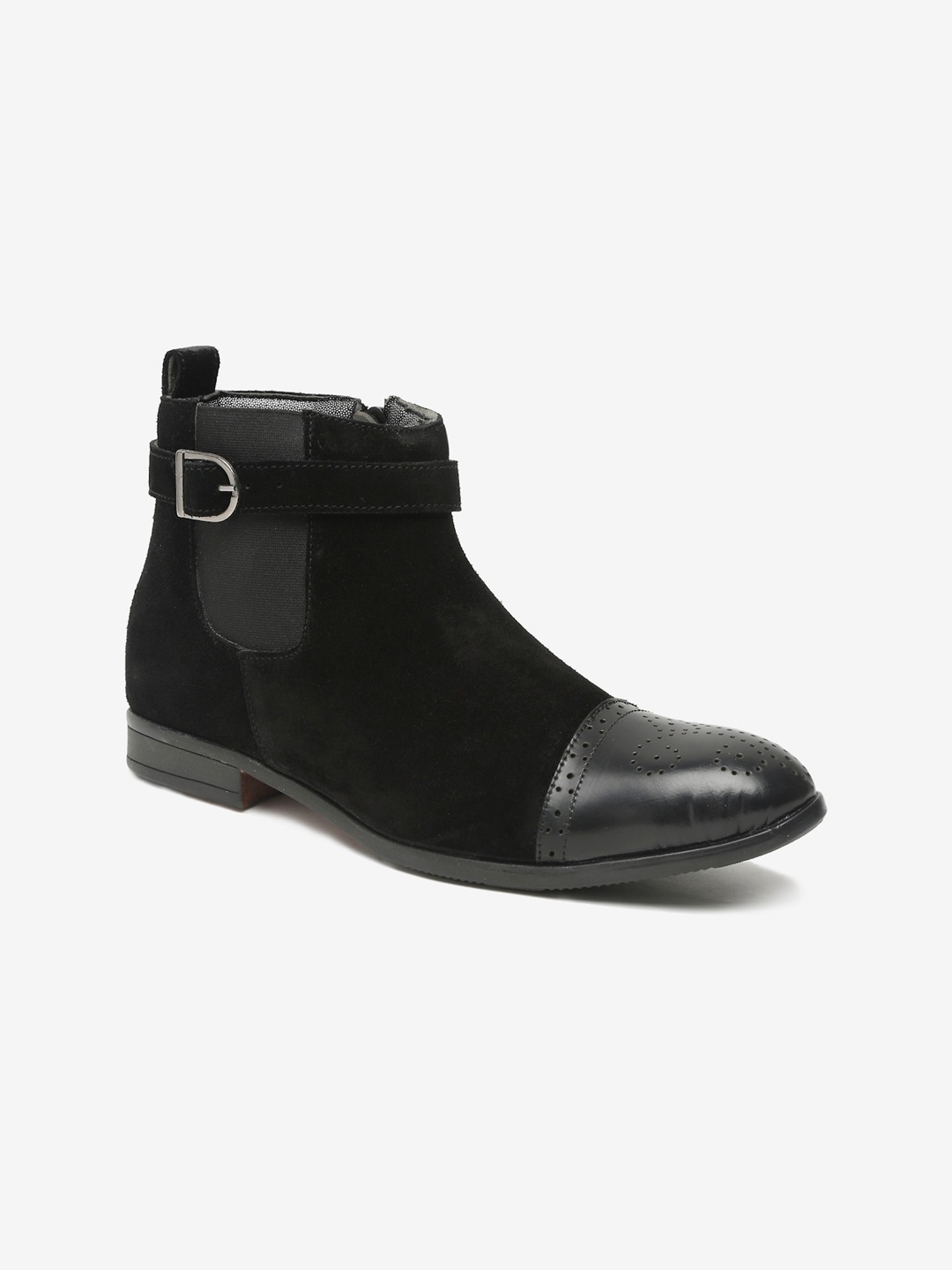 

LOUIS STITCH Men Black Suede High-Top Flat Boots