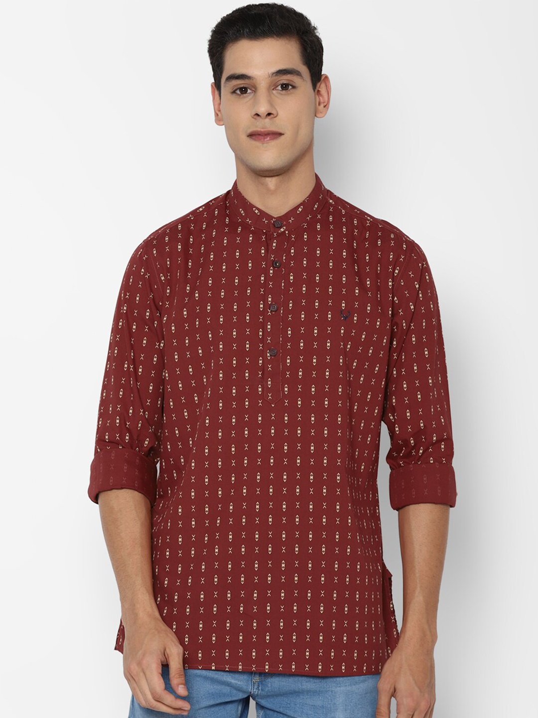 

Allen Solly Men Maroon Slim Fit Printed Casual Shirt