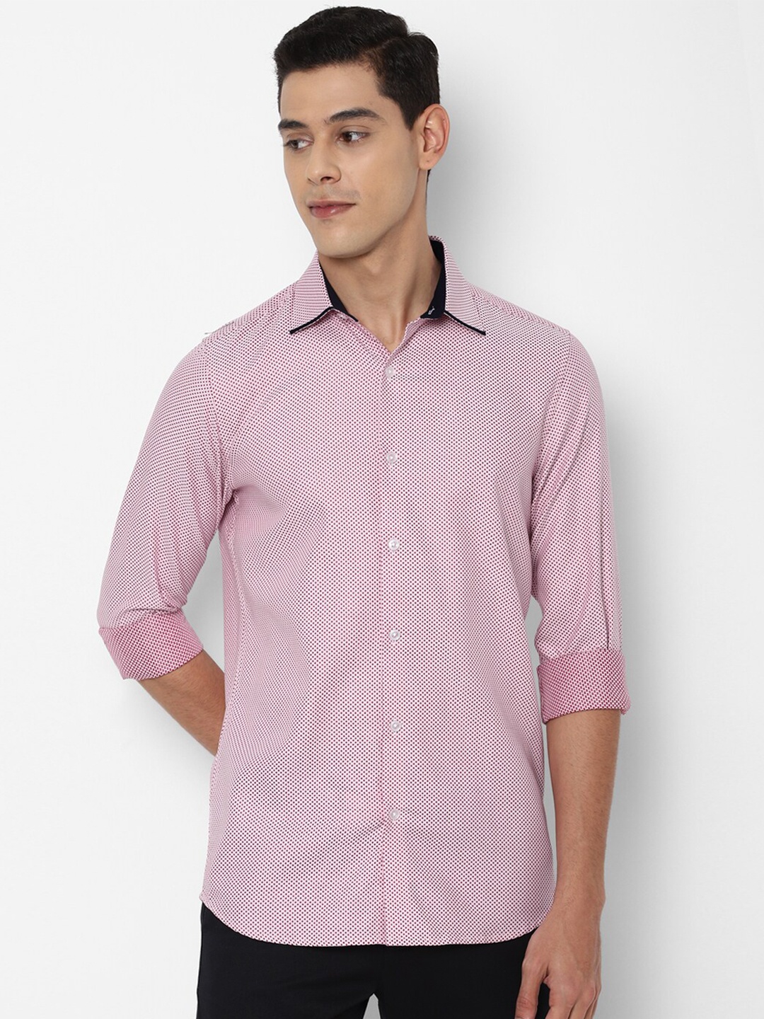 

Allen Solly Men Pink Slim Fit Micro Checks Checked Casual Shirt