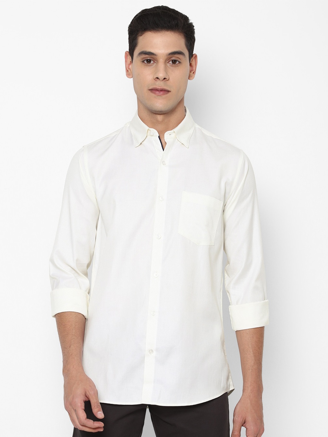 

Allen Solly Men Cream-Coloured Slim Fit Cotton Casual Shirt