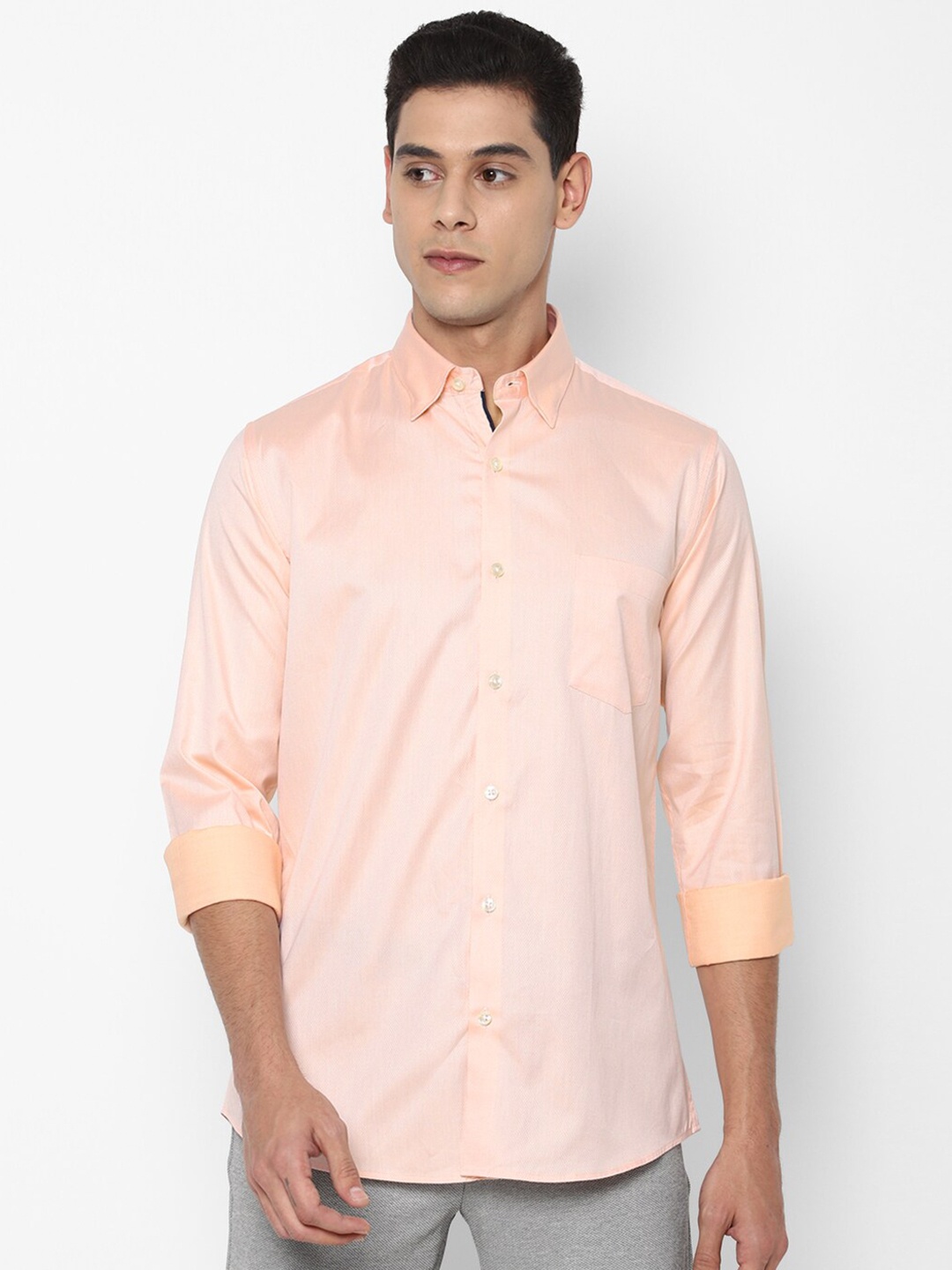 

Allen Solly Men Peach-Coloured Slim Fit Casual Shirt