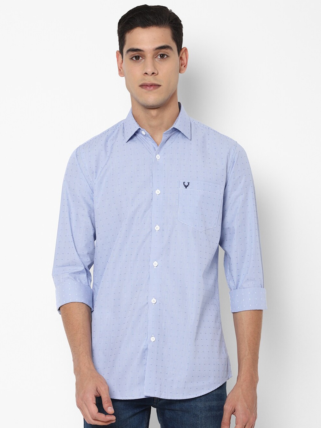 

Allen Solly Men Blue Slim Fit Micro Checks Printed Casual Shirt