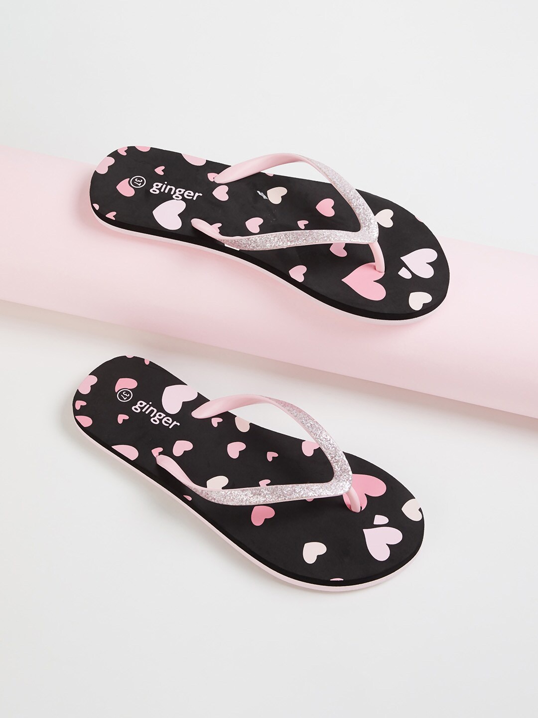 

Ginger by Lifestyle Women Black & Pink Printed Thong Flip-Flips