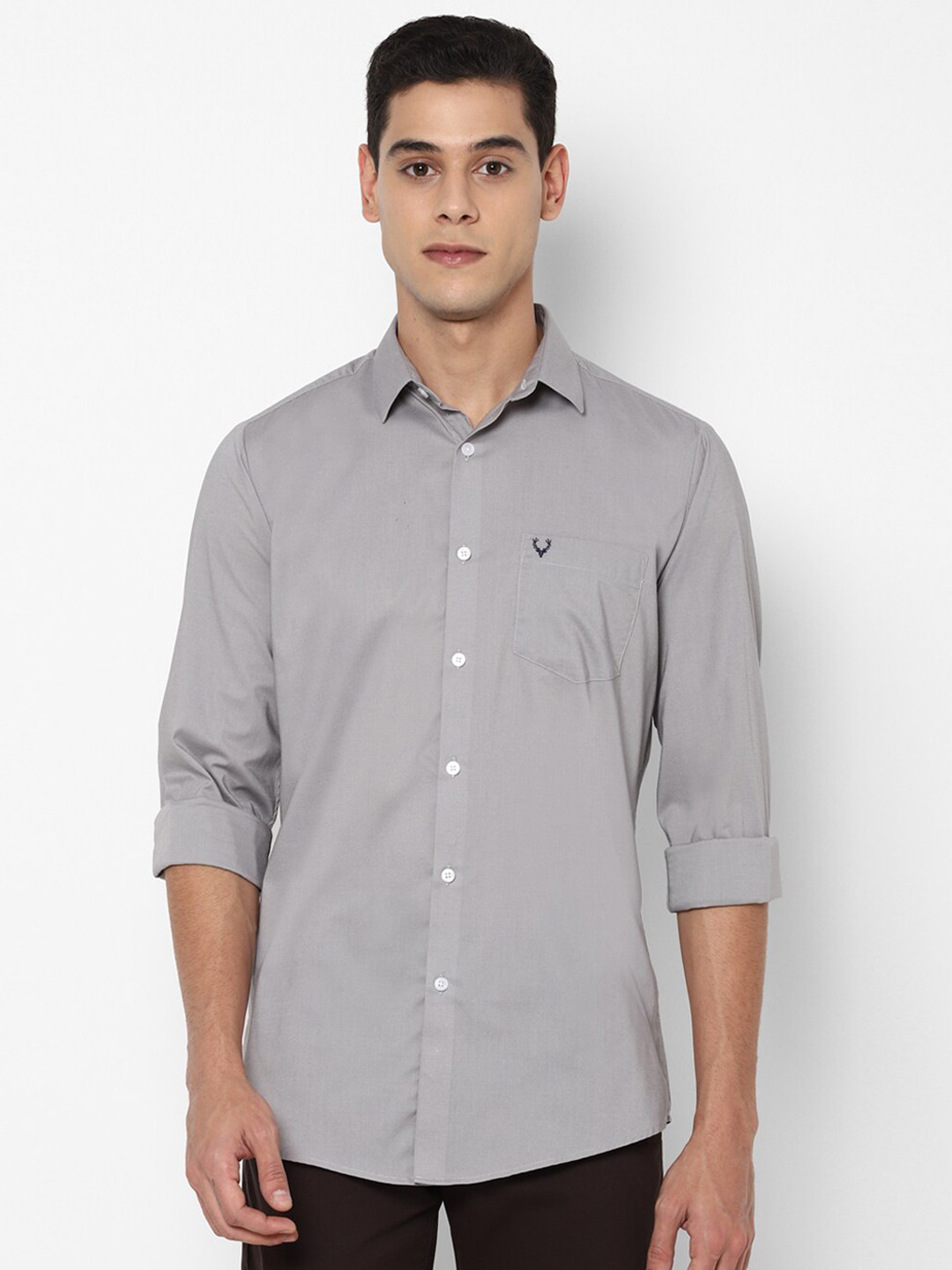 

Allen Solly Men Grey Slim Fit Linen Cotton Casual Shirt