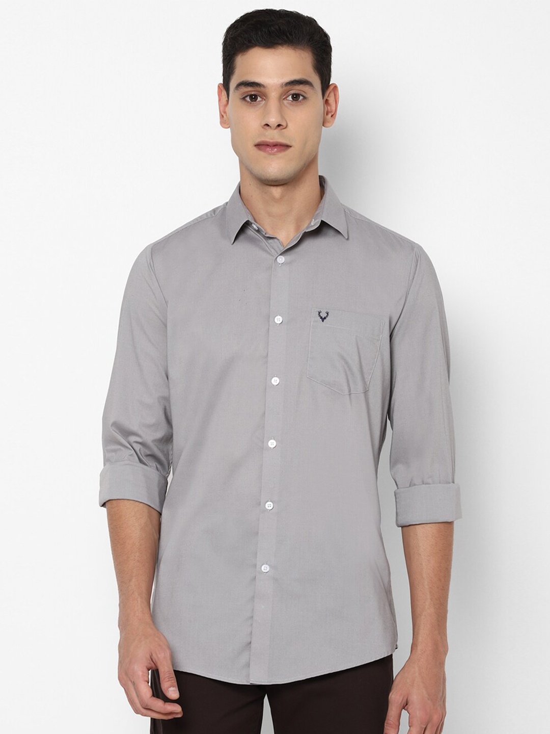 

Allen Solly Men Grey Slim Fit Cotton Linen Casual Shirt