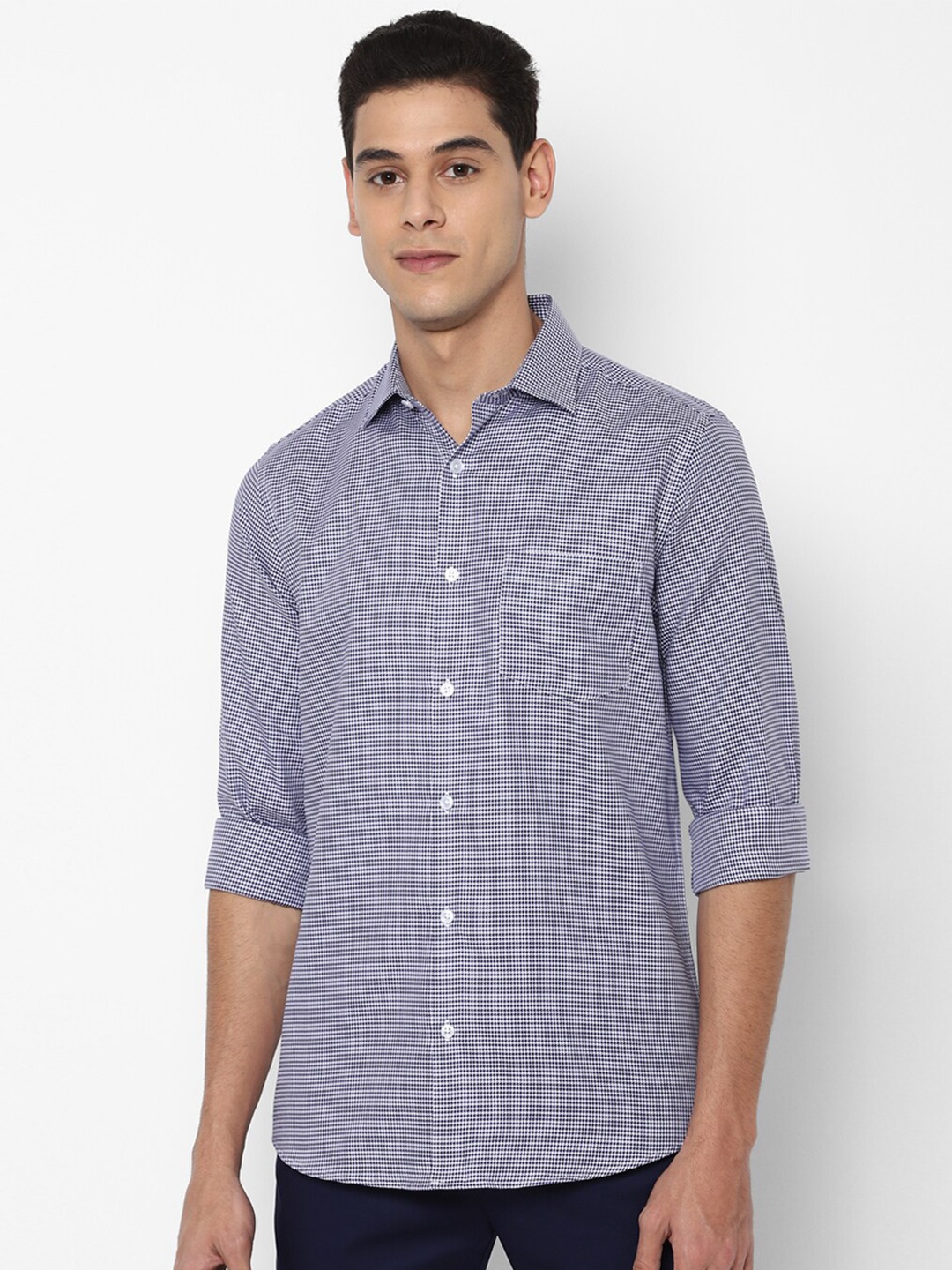 

Allen Solly Men Navy Blue Slim Fit Checked Casual Shirt