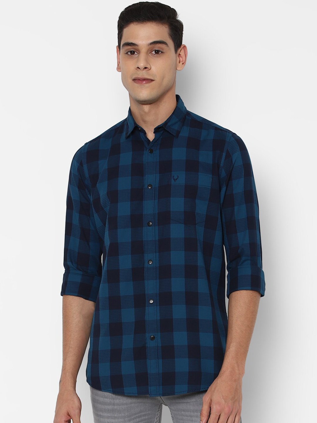 

Allen Solly Sport Men Blue Buffalo Checks Checked Cotton Casual Shirt