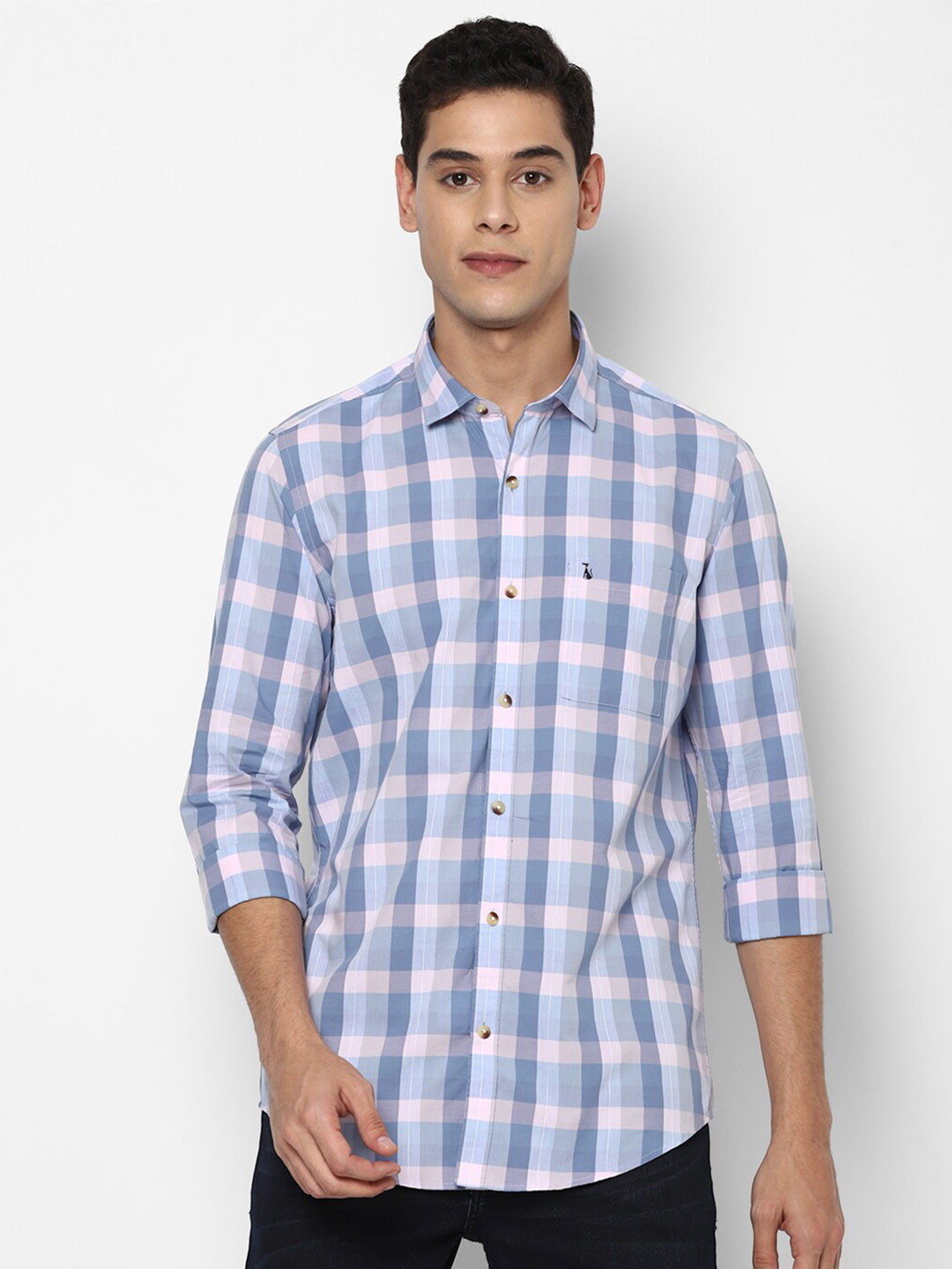 

SIMON CARTER LONDON Men Blue Slim Fit Tartan Checks Checked Casual Shirt
