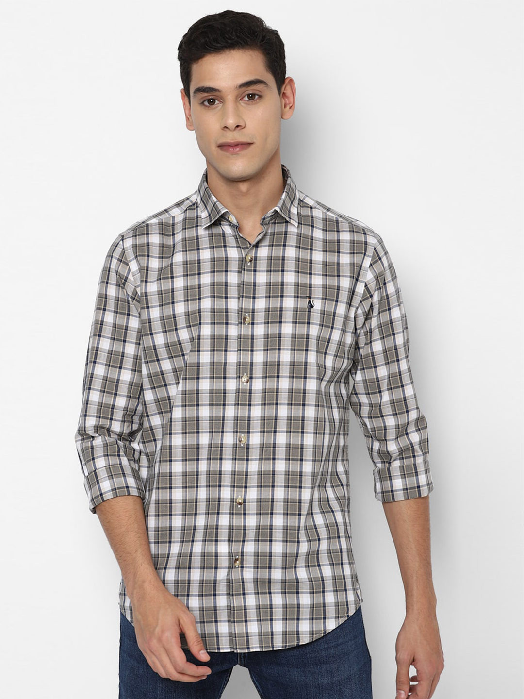 

SIMON CARTER LONDON Men Grey Slim Fit Tartan Checks Casual Shirt