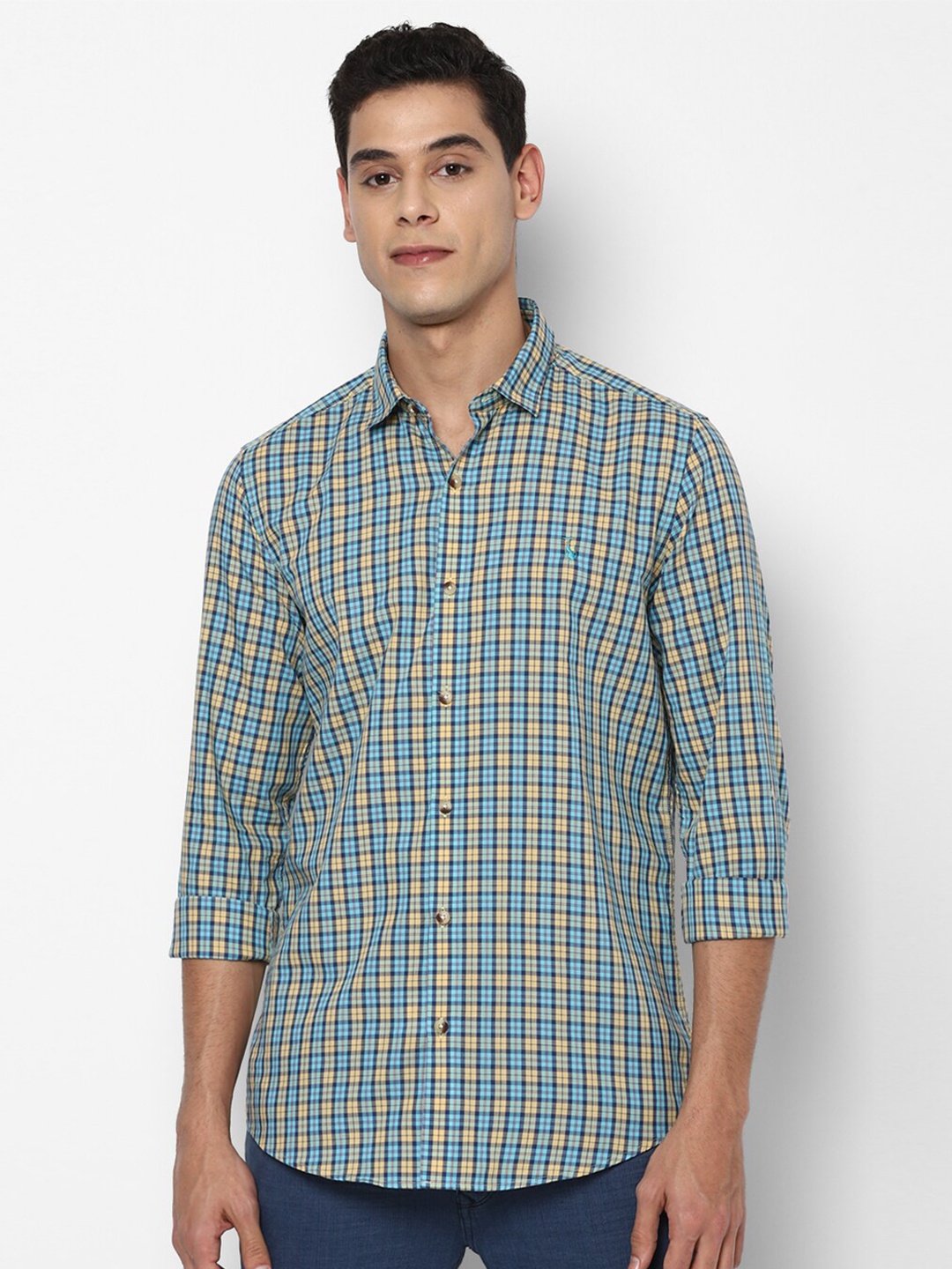 

SIMON CARTER LONDON Men Blue Slim Fit Checked Casual Shirt