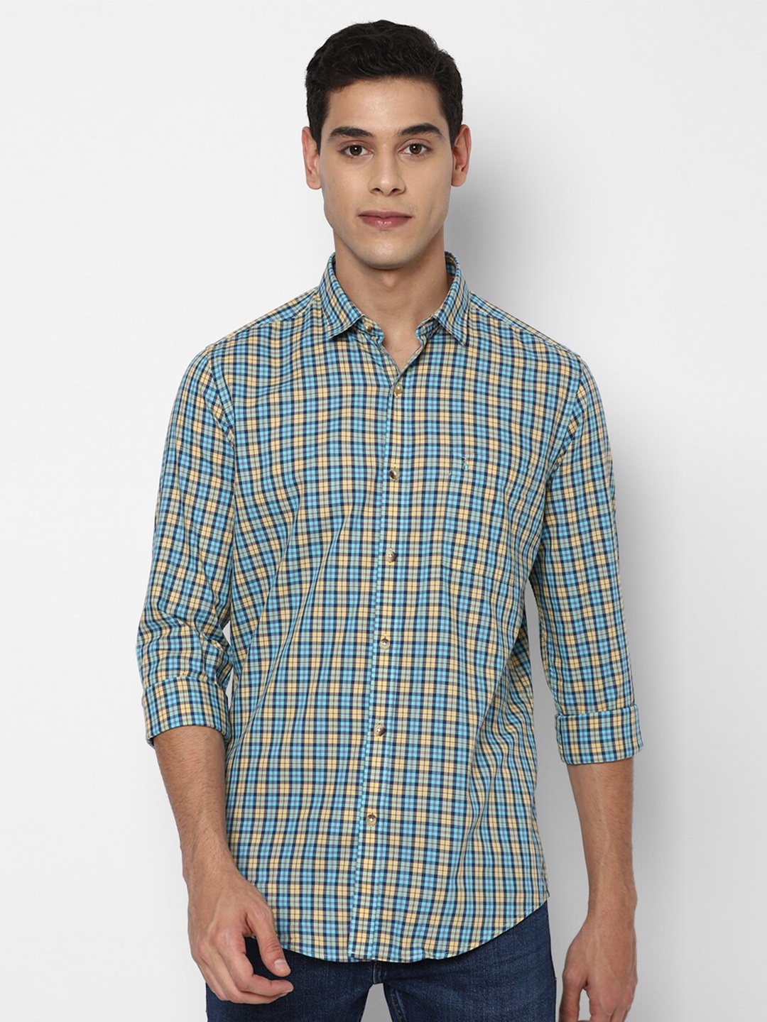 

SIMON CARTER LONDON Men Blue Slim Fit Checked Casual Shirt