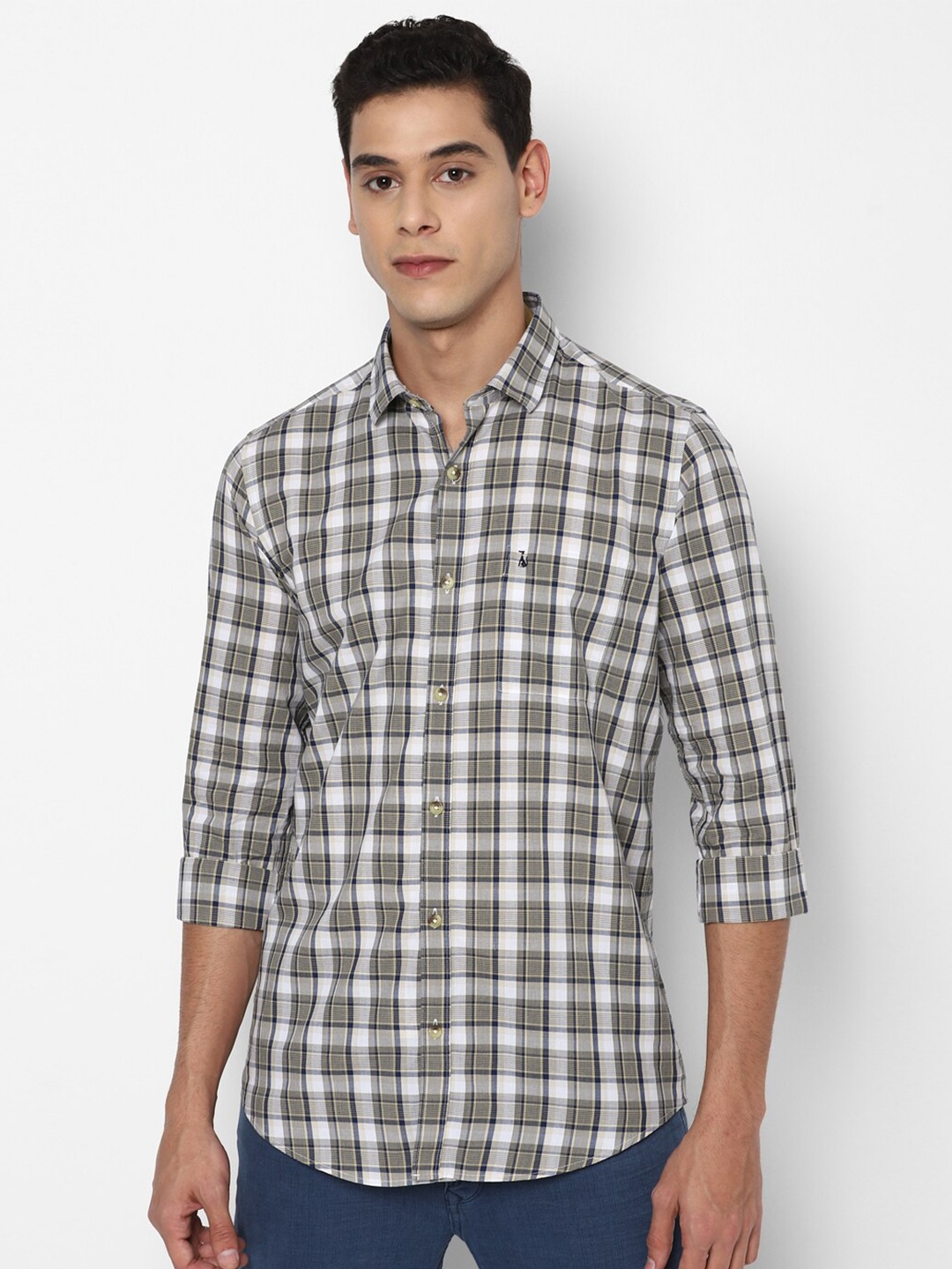 

SIMON CARTER LONDON Men Grey Slim Fit Tartan Checks Checked Casual Shirt