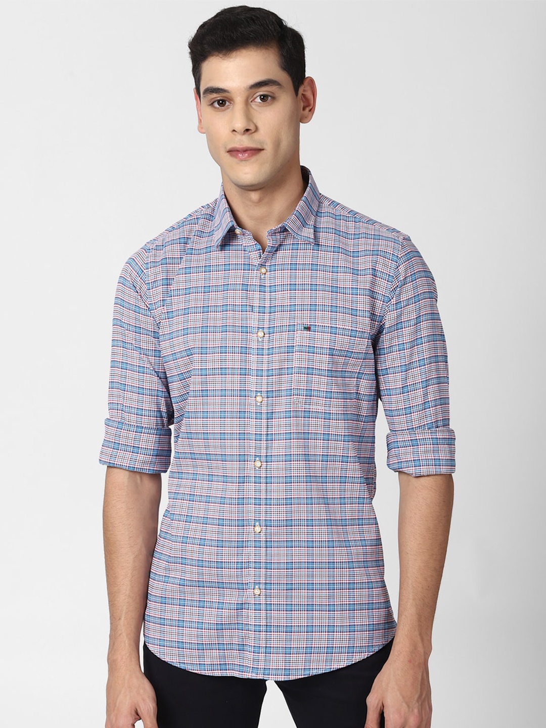 

Peter England Casuals Men Slim Fit Checked Casual Shirt, White