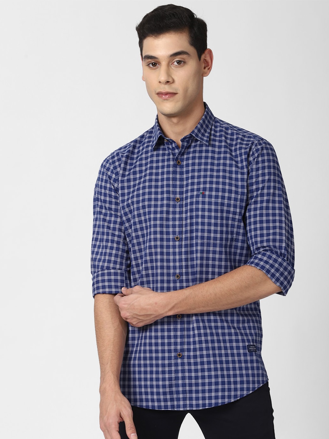 

Peter England Casuals Men Blue Slim Fit Checked Casual Shirt