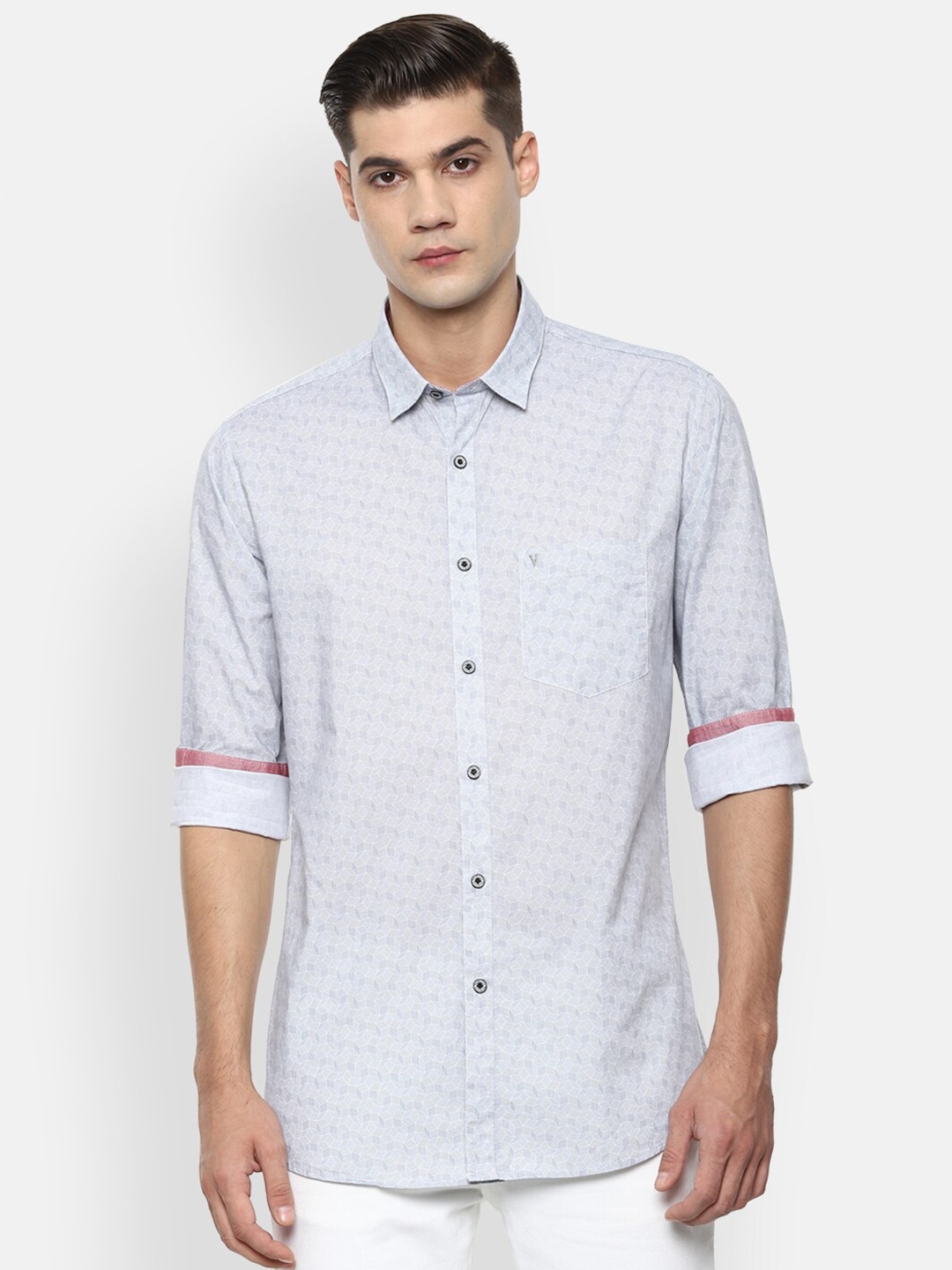 

Van Heusen Sport Men Grey Slim Fit Printed Cotton Casual Shirt