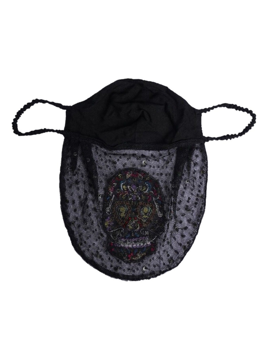 

DIVA WALK EXCLUSIVE Women Black & Purple Hand Embroidered 2-Ply Hijab Protective Cloth Mask